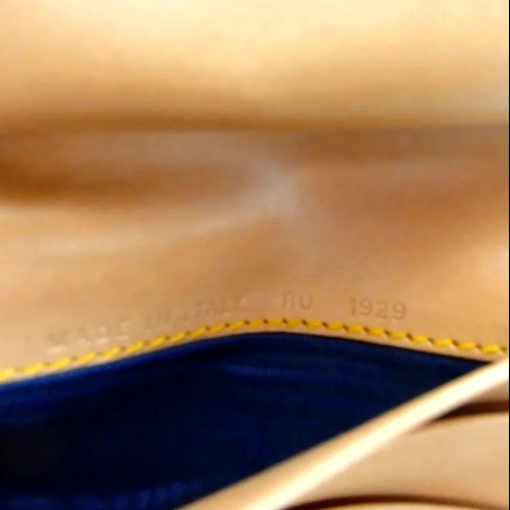 RARE CHRISTIAN DIOR RU 1929 WALLET BLUE DENIUM COTTON & CAMEL LEATHER